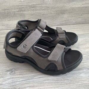 Ecco Men's EU 40/6.5 Onroads Sandal 3 Leather Quick Fasten Straps Fluidform Grey